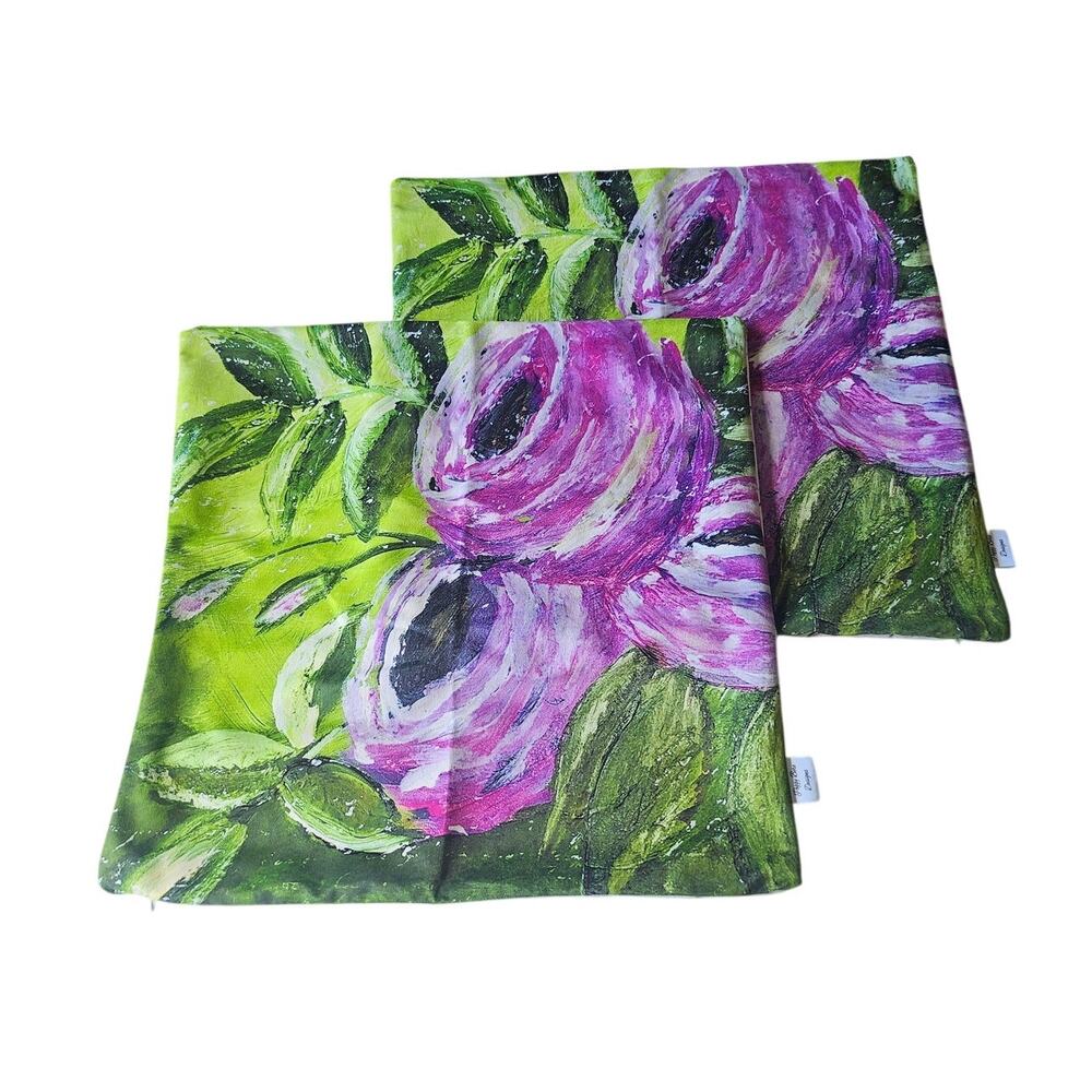 Peggy Bere Designs Set of 2 Square Throw Pillow Covers Watercolor Artisan